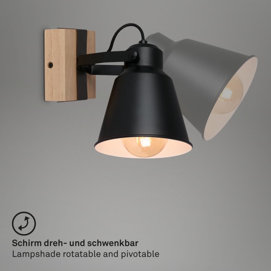 Brilo - Zidno reflektorsko svetlo TALLE 1xE27/40W/230V kaučukovo drvo