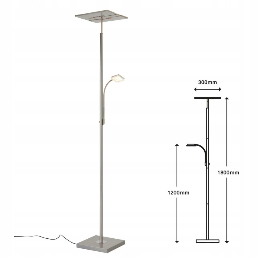 Briloner 1328-022 - LED prigušiva podna lampa LED/21W/230V + LED/3,5W mat hrom