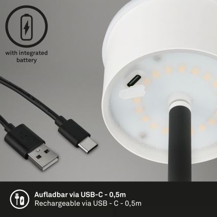 Briloner 1438015 - LED prigušiva podna lampa KIKI LED/4,3W/5V IP44 2600 mAh crna