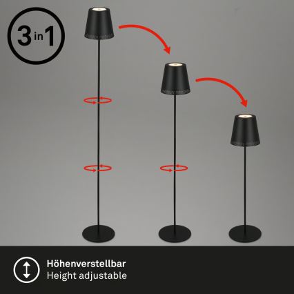 Briloner 1438015 - LED prigušiva podna lampa KIKI LED/4,3W/5V IP44 2600 mAh crna