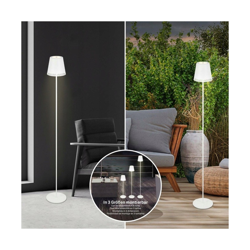 Briloner 1438016 - LED prigušiva dodirna podna lampa 3u1 LED/3,5W/5V IP44 3000K 38-130 cm bela