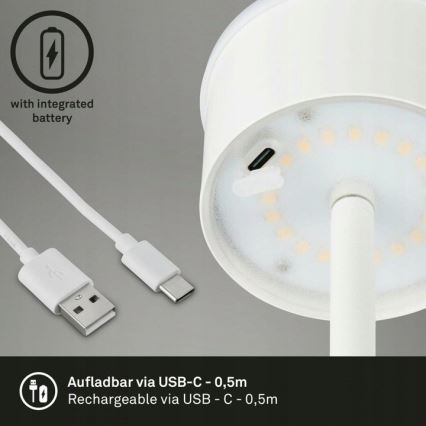 Briloner 1438016 - LED prigušiva dodirna podna lampa 3u1 LED/3,5W/5V IP44 3000K 38-130 cm bela