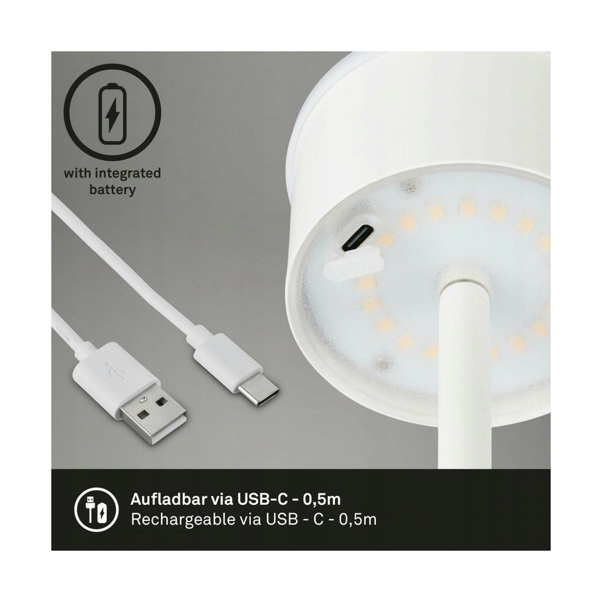 Briloner 1438016 - LED prigušiva dodirna podna lampa 3u1 LED/3,5W/5V IP44 3000K 38-130 cm bela
