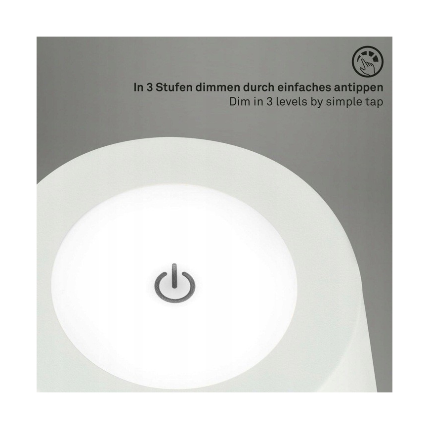 Briloner 1438016 - LED prigušiva dodirna podna lampa 3u1 LED/3,5W/5V IP44 3000K 38-130 cm bela