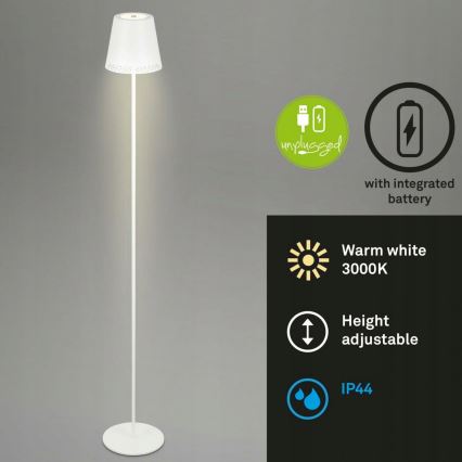Briloner 1438016 - LED prigušiva dodirna podna lampa 3u1 LED/3,5W/5V IP44 3000K 38-130 cm bela