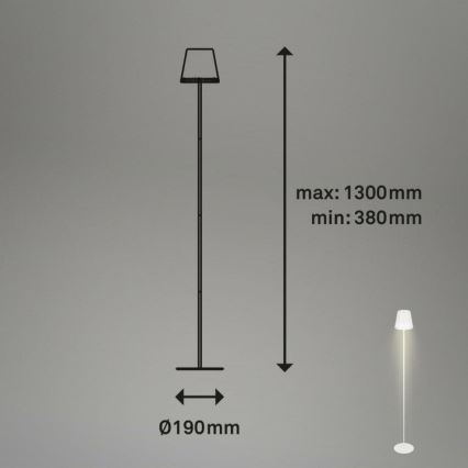 Briloner 1438016 - LED prigušiva dodirna podna lampa 3u1 LED/3,5W/5V IP44 3000K 38-130 cm bela