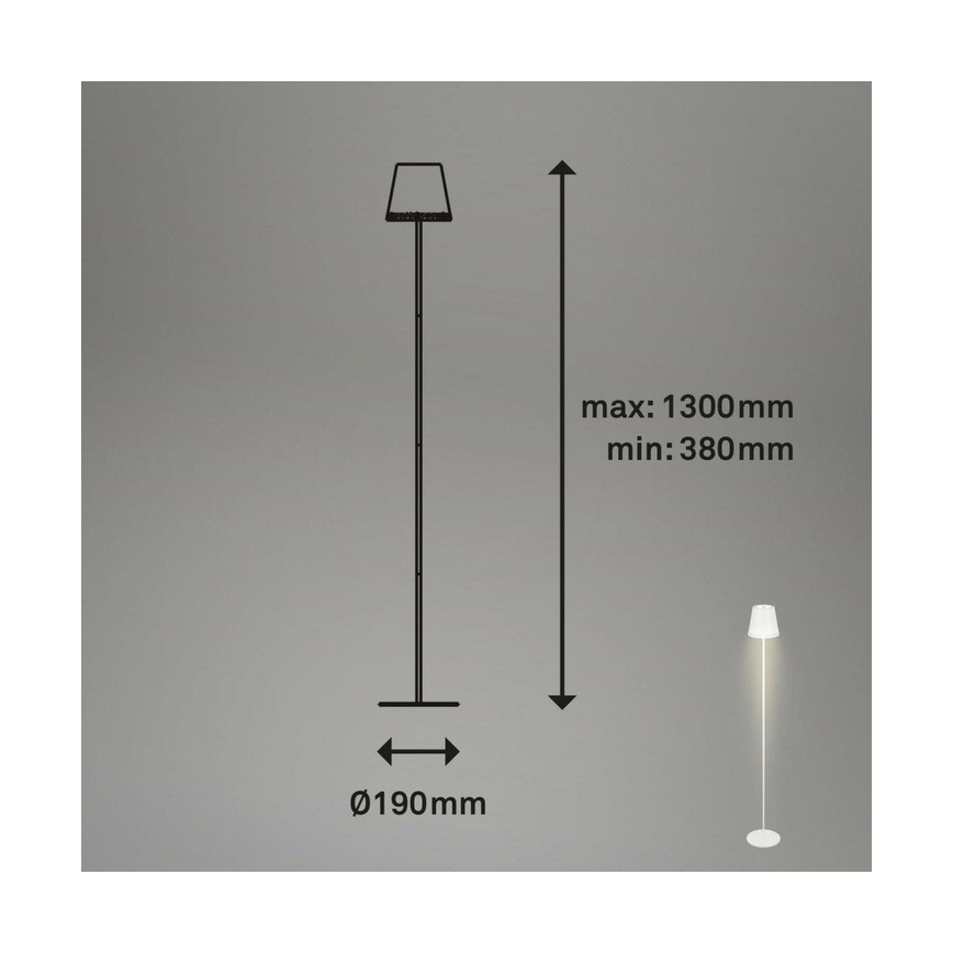 Briloner 1438016 - LED prigušiva dodirna podna lampa 3u1 LED/3,5W/5V IP44 3000K 38-130 cm bela