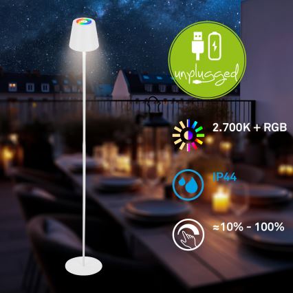 Briloner 1507016 - LED prigušiva podna lampa KIKI LED/4,3W/5V IP44 2600 mAh bela