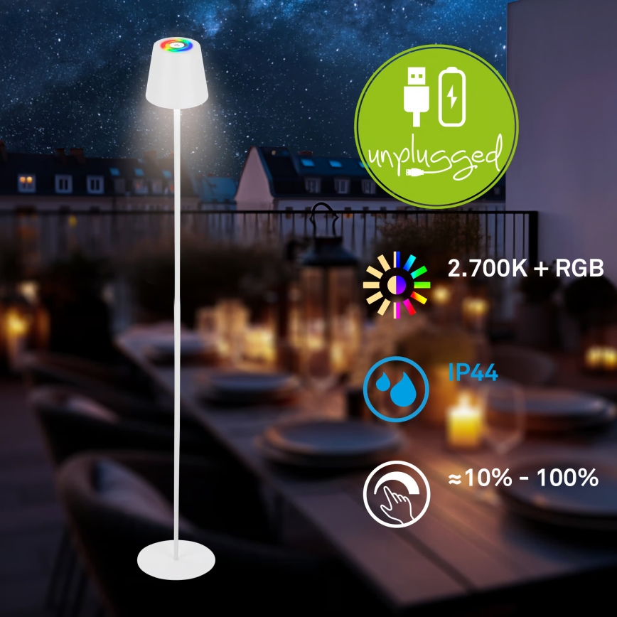 Briloner 1507016 - LED prigušiva podna lampa KIKI LED/4,3W/5V IP44 2600 mAh bela