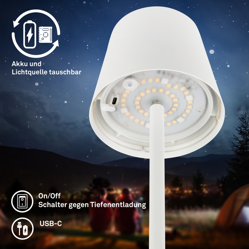 Briloner 1507016 - LED prigušiva podna lampa KIKI LED/4,3W/5V IP44 2600 mAh bela