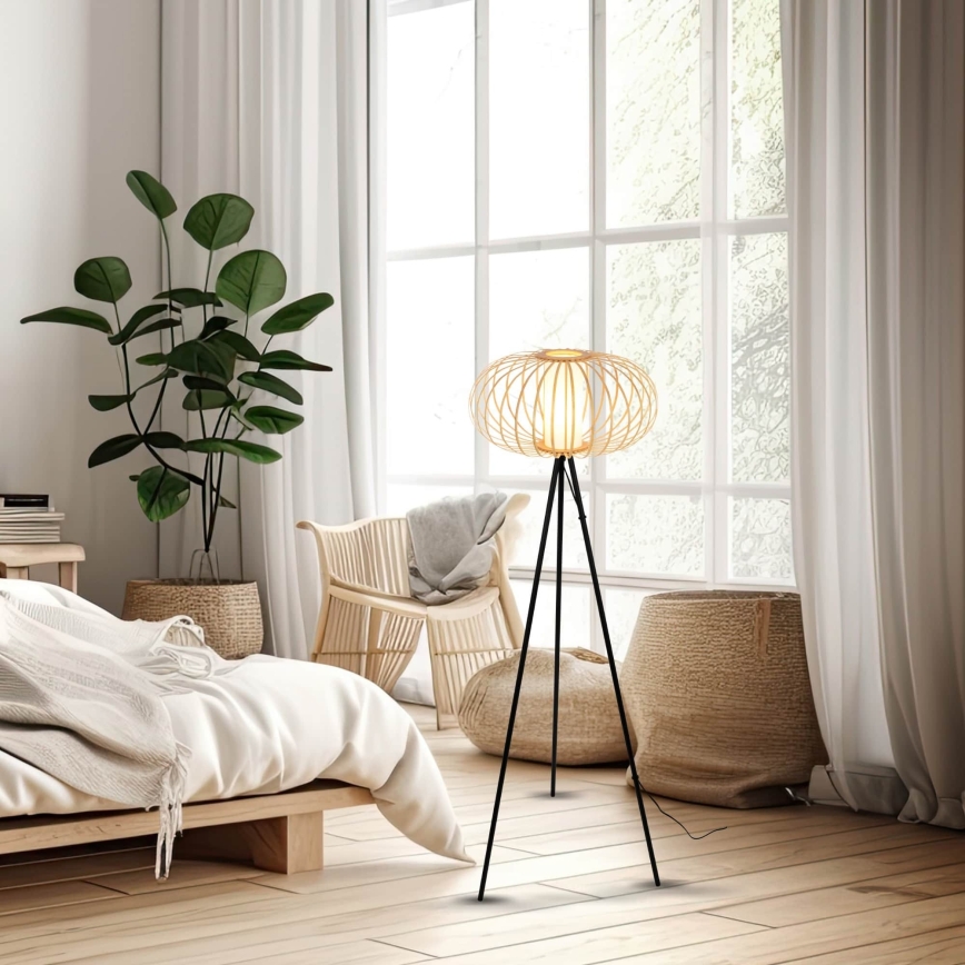 Briloner 1759011 - Podna lampa 1xE27/10W/230V bambus/crna