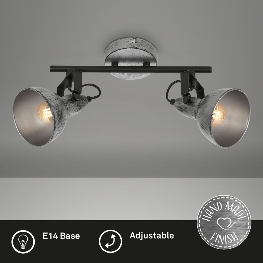 Briloner 2049-024 - Spot svetlo RETRO 2xE14/40W/230V sivo
