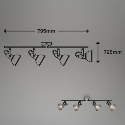 Briloner 2049-044 - RETRO spot svetlo 4xE14/40W/230V, sivo