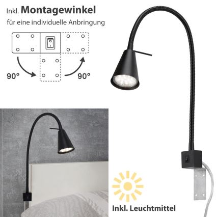 Briloner 2080-015 - LED fleksibilna zidna lampa COMFORT LIGHT 1xGU10/5W/230V crna