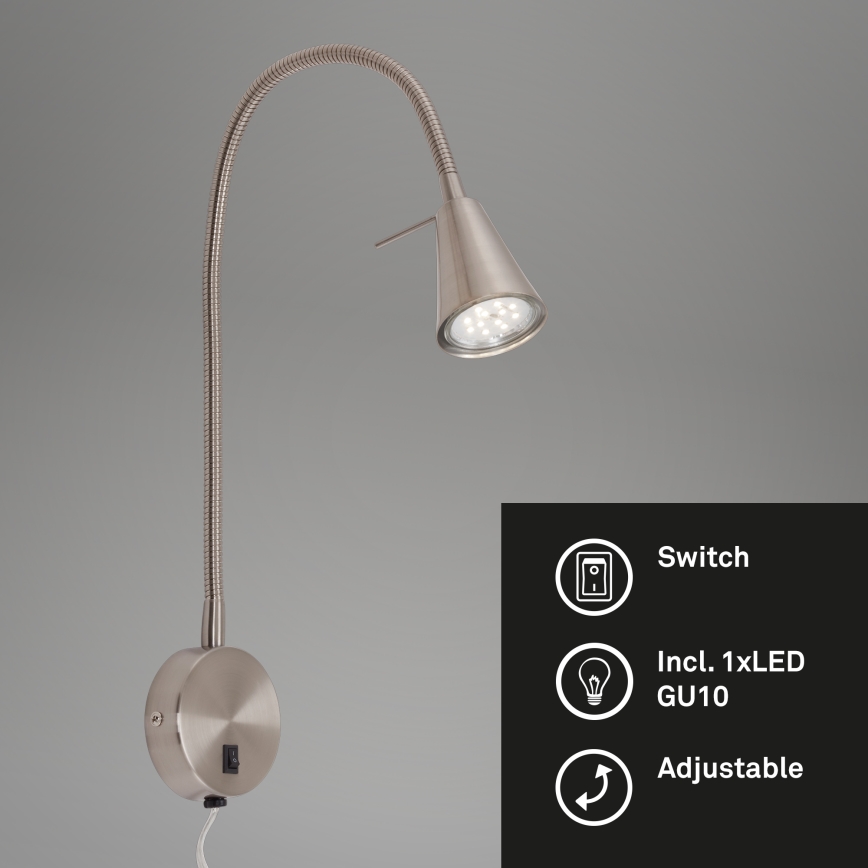 Briloner 2082-012 - LED fleksibilna zidna lampa COMFORT LIGHT 1xGU10/5W/230V mat hrom