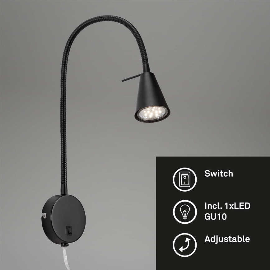 Briloner 2082-015 - LED savitljiva zidna lampa COMFORT LIGHT 1xGU10/5W/230V crna