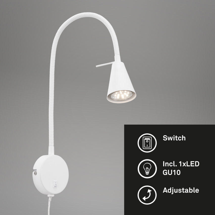 Briloner 2082-016 - LED fleksibilna zidna lampa COMFORT LIGHT 1xGU10/5W/230V bela