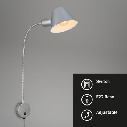 Briloner 2089-014 - Fleksibilna zidna lampa BRELLO 1xE27/10W/230V matni hrom