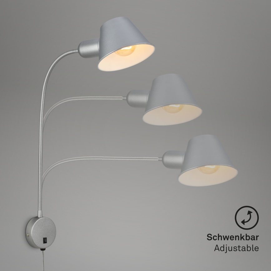 Briloner 2089-014 - Fleksibilna zidna lampa BRELLO 1xE27/10W/230V matni hrom