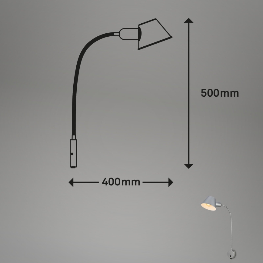 Briloner 2089-014 - Fleksibilna zidna lampa BRELLO 1xE27/10W/230V matni hrom