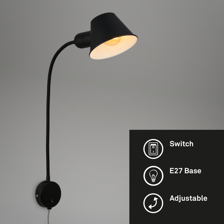 Briloner 2089-015 - Fleksibilna zidna lampa BRELLO 1xE27/10W/230V crna