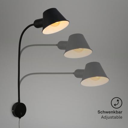 Briloner 2089-015 - Fleksibilna zidna lampa BRELLO 1xE27/10W/230V crna