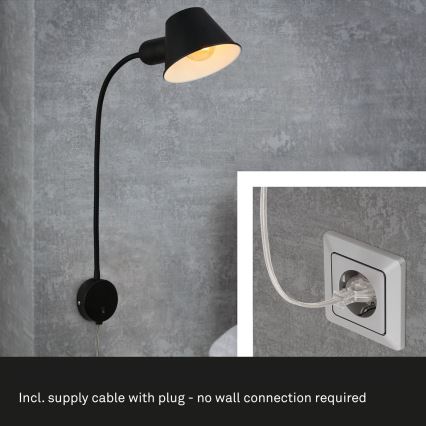 Briloner 2089-015 - Fleksibilna zidna lampa BRELLO 1xE27/10W/230V crna