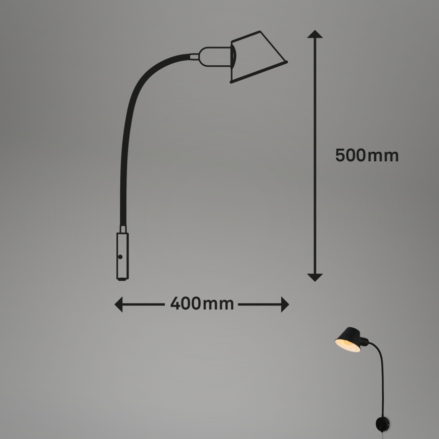 Briloner 2089-015 - Fleksibilna zidna lampa BRELLO 1xE27/10W/230V crna