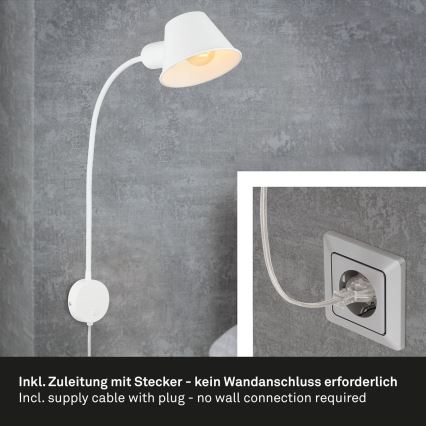 Briloner 2089-016 - Fleksibilna zidna lampa BRELLO 1xE27/10W/230V bela