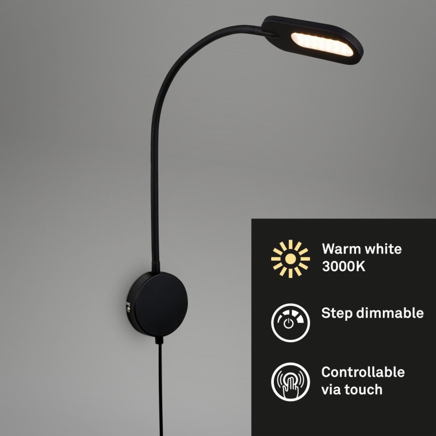 Briloner 2177015 - LED prigušiva fleksibilna zidna lampa LED/6W/230V crna