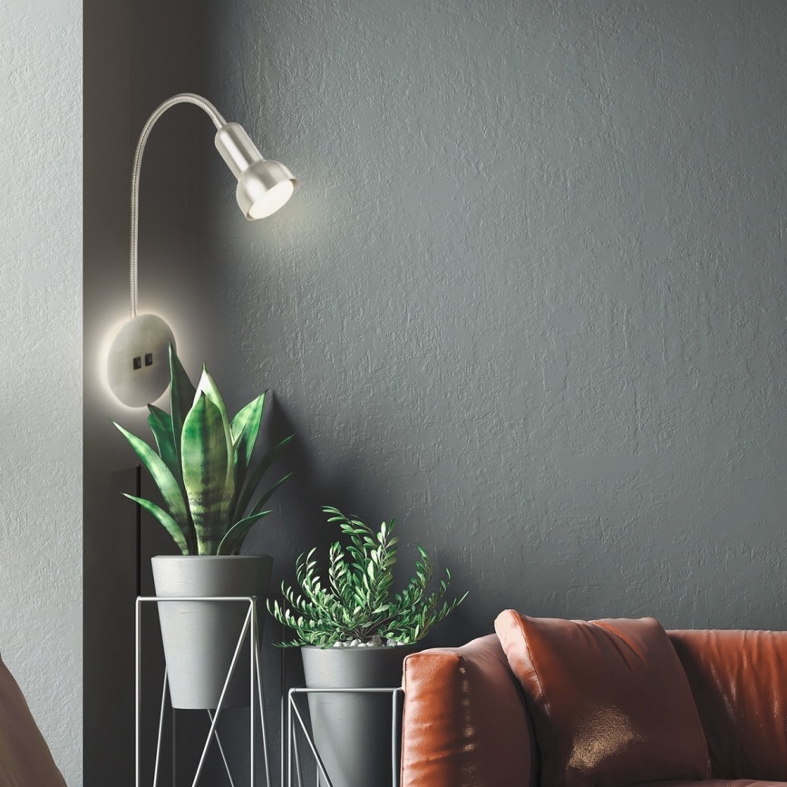 Briloner 2178012 - Fleksibilna LED zidna lampa 1xE14/10W/230V + LED/3W mat hrom