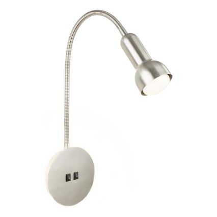 Briloner 2178012 - Fleksibilna LED zidna lampa 1xE14/10W/230V + LED/3W mat hrom
