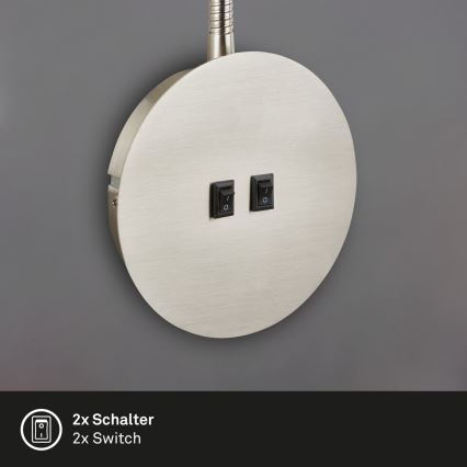 Briloner 2178012 - Fleksibilna LED zidna lampa 1xE14/10W/230V + LED/3W mat hrom
