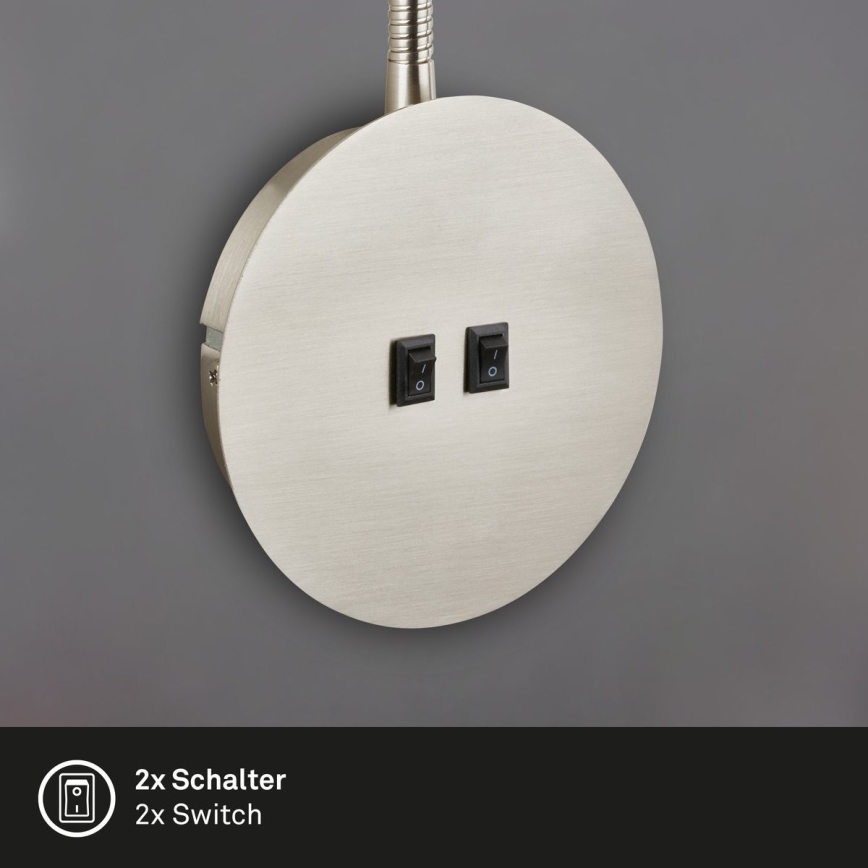 Briloner 2178012 - Fleksibilna LED zidna lampa 1xE14/10W/230V + LED/3W mat hrom