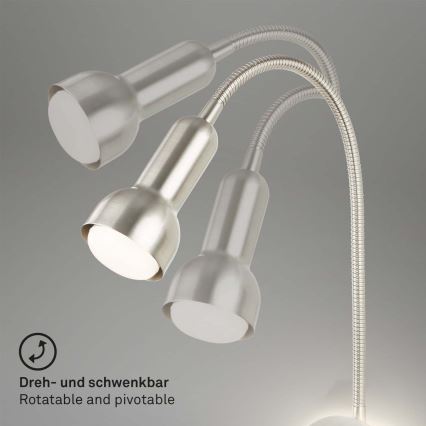 Briloner 2178012 - Fleksibilna LED zidna lampa 1xE14/10W/230V + LED/3W mat hrom