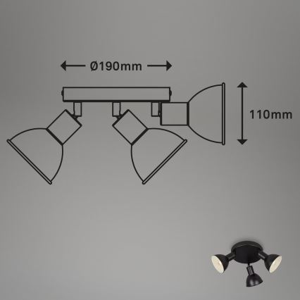 Briloner 2674-035 - RETRO spot lampa 3xE14/25W/230V crna