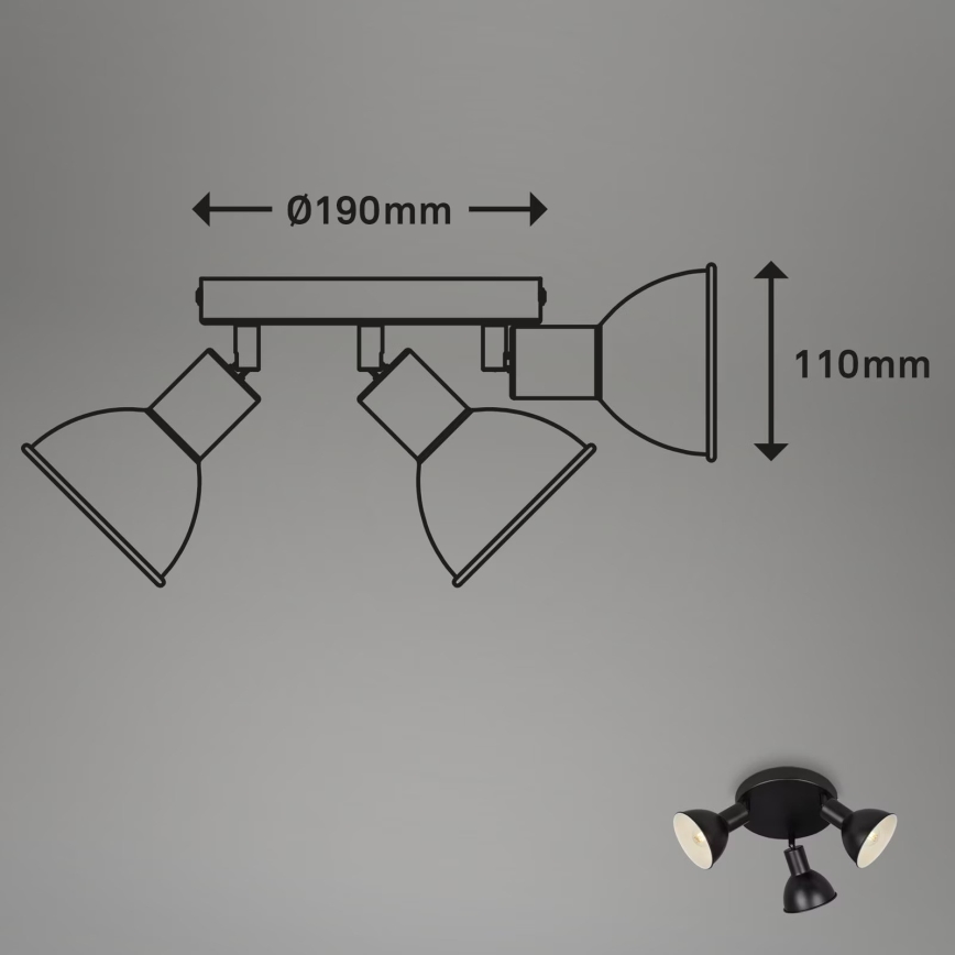 Briloner 2674-035 - RETRO spot lampa 3xE14/25W/230V crna