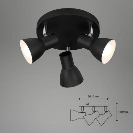 Briloner 2860-035 - Spot lampa CUP 3xE14/25W/230V crna