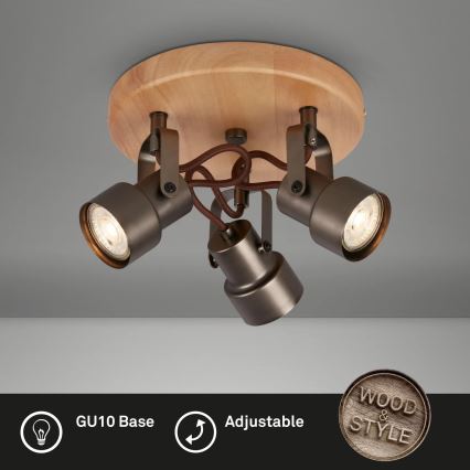 Briloner 2872-035 - LED spot svetiljka SPOTLIGHT 3xGU10/5W/230V braon