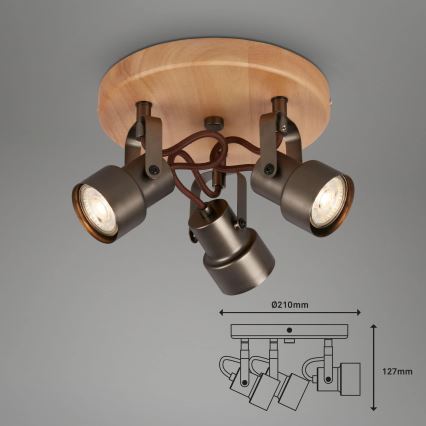 Briloner 2872-035 - LED spot svetiljka SPOTLIGHT 3xGU10/5W/230V braon