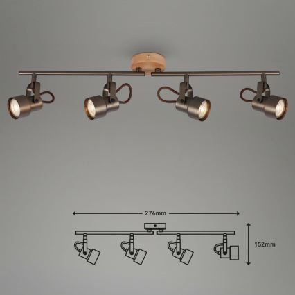 Briloner 2872-045 - LED spot svetiljka TAHUN 4xGU10/5W/230V 3000K smeđa