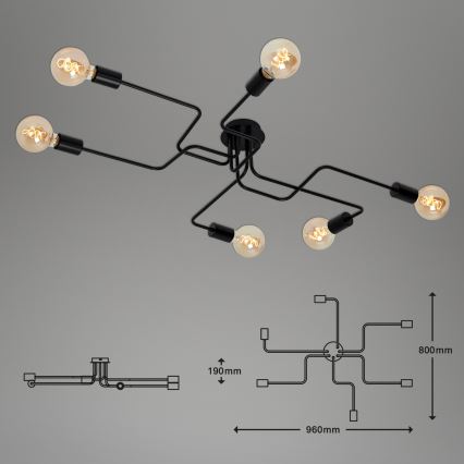 Briloner 2887-065 - Plafonski luster FARETTO 6xE27/60W/230V