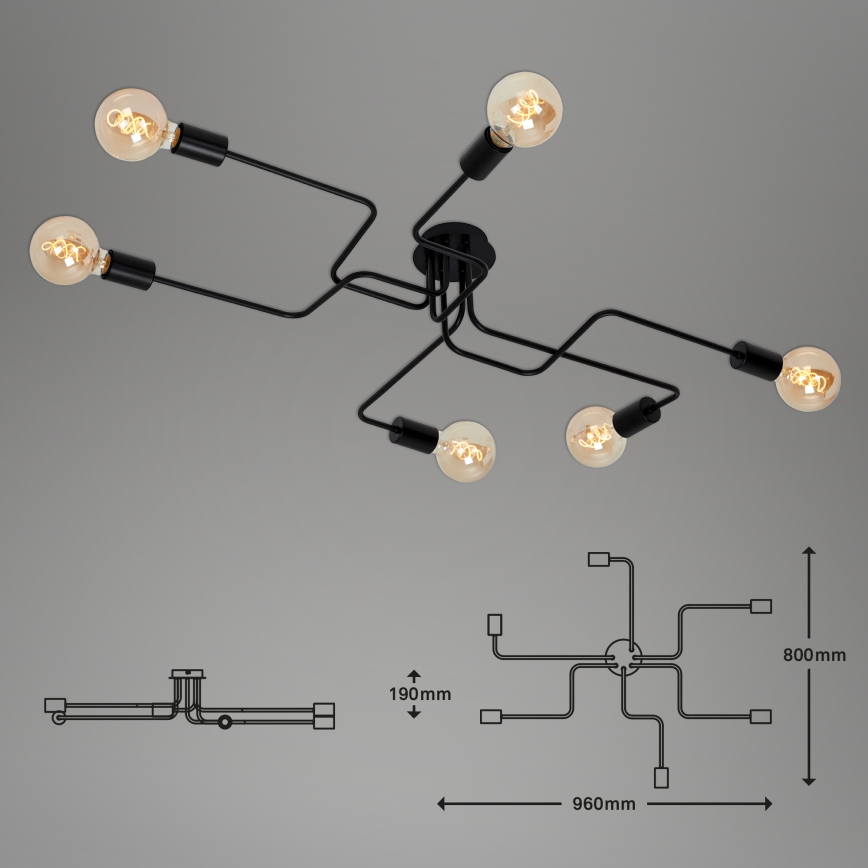 Briloner 2887-065 - Plafonski luster FARETTO 6xE27/60W/230V