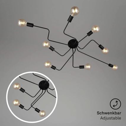 Briloner 2888-085 - Površinski montiran plafonski luster FARETTO 8xE27/60W/230V crni