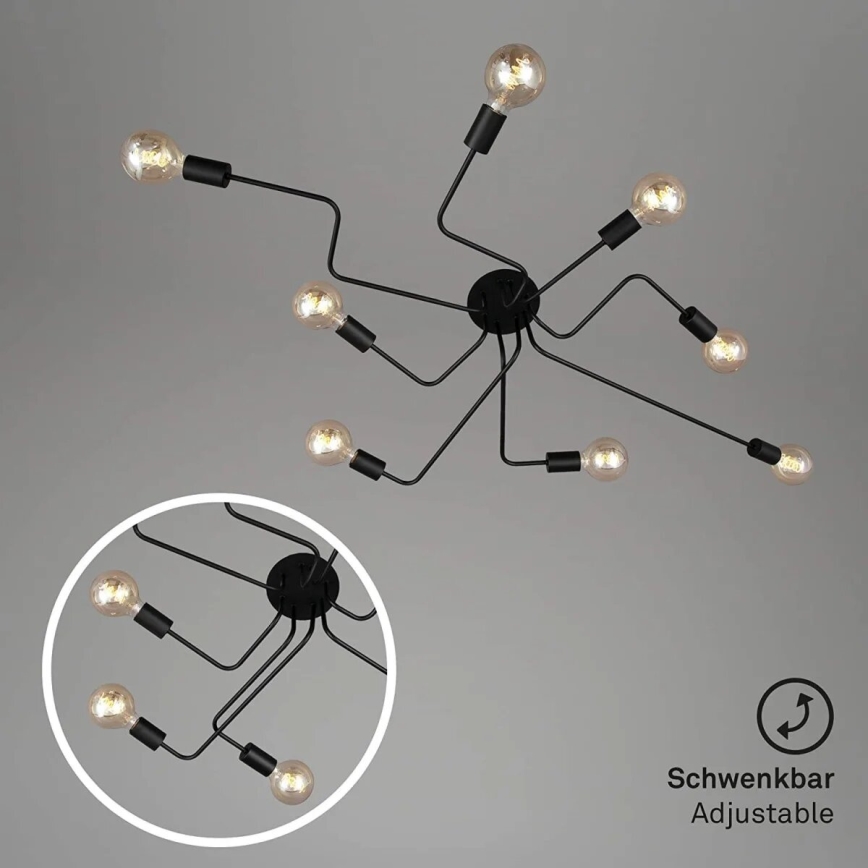 Briloner 2888-085 - Površinski montiran plafonski luster FARETTO 8xE27/60W/230V crni