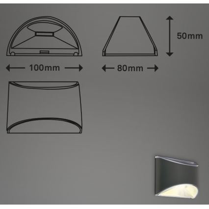 Briloner 3133015 - LED solarno zidno svetlo LED/2W/3,7V IP44 3000K 300 mAh