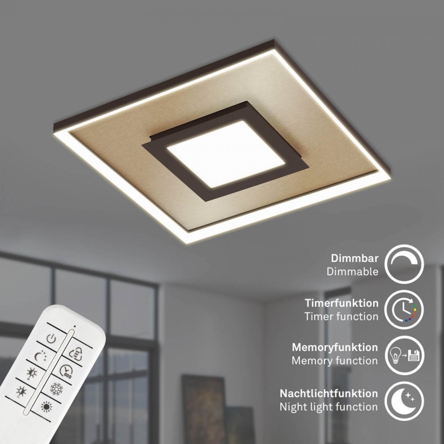 Briloner 3641-017 - LED prigušiva plafonska svetiljka FRAME LED/30W/230V 2700-6500K zlatna + daljinski upravljač