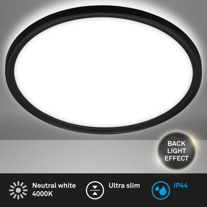 Briloner 3642-415 - LED stropno svetlo za kupatilo SLIM LED/19W/230V prečnik 29 cm IP44 crno