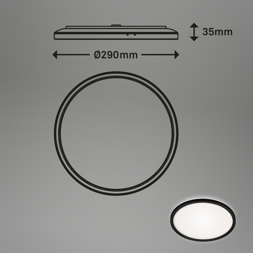 Briloner 3642-415 - LED stropno svetlo za kupatilo SLIM LED/19W/230V prečnik 29 cm IP44 crno