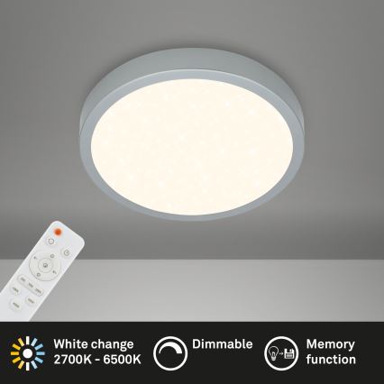 Briloner 3701-014 - LED prigušiva plafonska svetiljka RUNA LED/18W/230V 2700-6500K srebrna + daljinski upravljač
